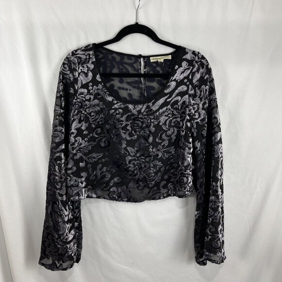 Staring at Stars Cropped Top Womens Size S Sheer Fairy Grunge Velvet - Picture 2 of 11